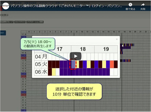 従業員のパソコン監視システム「ごきげんモニター」 デモ動画 サムネイル